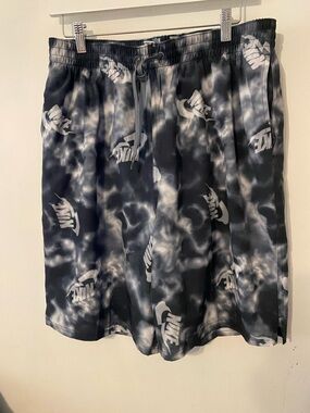 Nike Men’s Black & White Tie-Dye Logo Swim Shorts